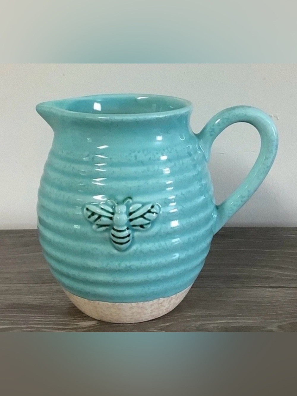 Ceramic Bee Pitcher in Turquoise - Home Art Ceramics